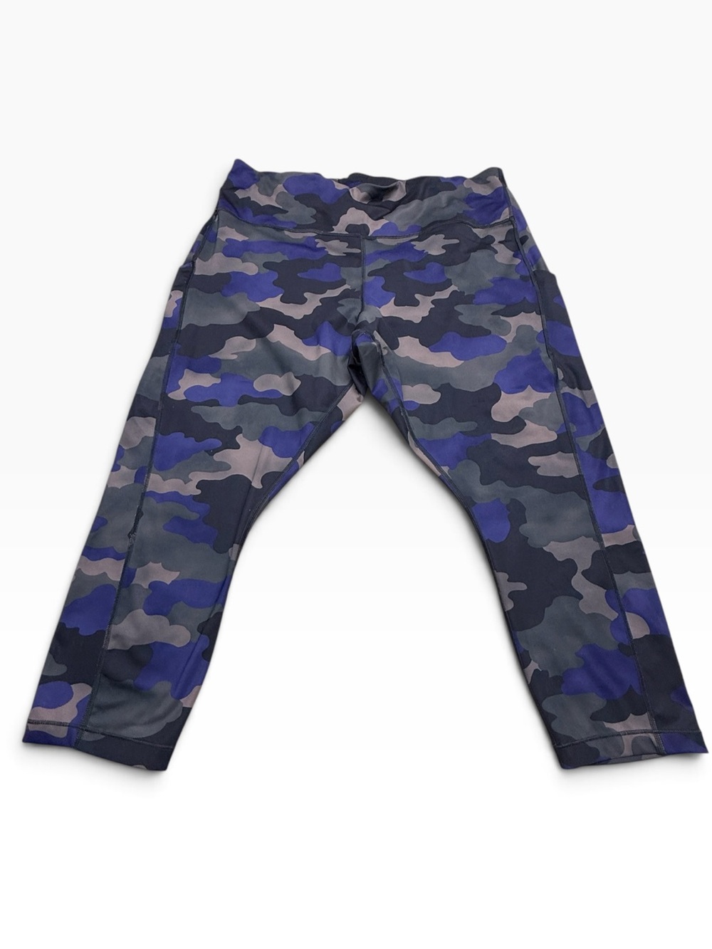 Athleta Camo Leggings 3X Plus Size Purple Gray High Rise Yoga Activewear cropped